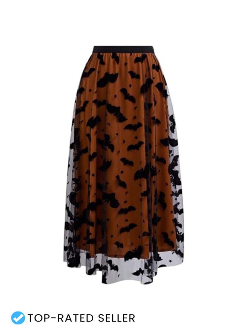 Women's Tulle Tutu Skirt Velvet Bats Halloween Party Midi